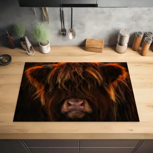 Schotse Hooglander - Koe - Portret - Dieren Inductie beschermer vinyl 3mm klein -sfeer5