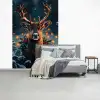 Hert - Kerst - Winter - Sneeuw - Kerstkrans fotobehang vinyl groot -slaapkamer
