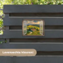 Doorkijk - Toscane - Uitzicht - Landschap - Zomer tuinposter los doek klein -sfeer3