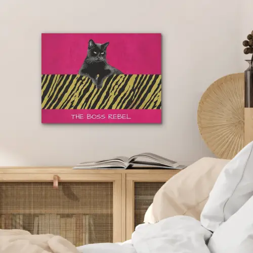 Kat - Baas - Roze - Tijgerprint PET vilt klein -sfeer3