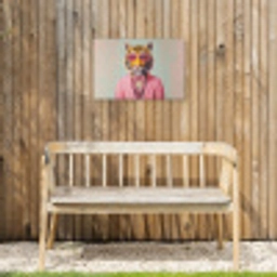 Tijger - Strik - Jasje - Roze Tuinposter op houten frame 2 cm dik klein -sfeer4