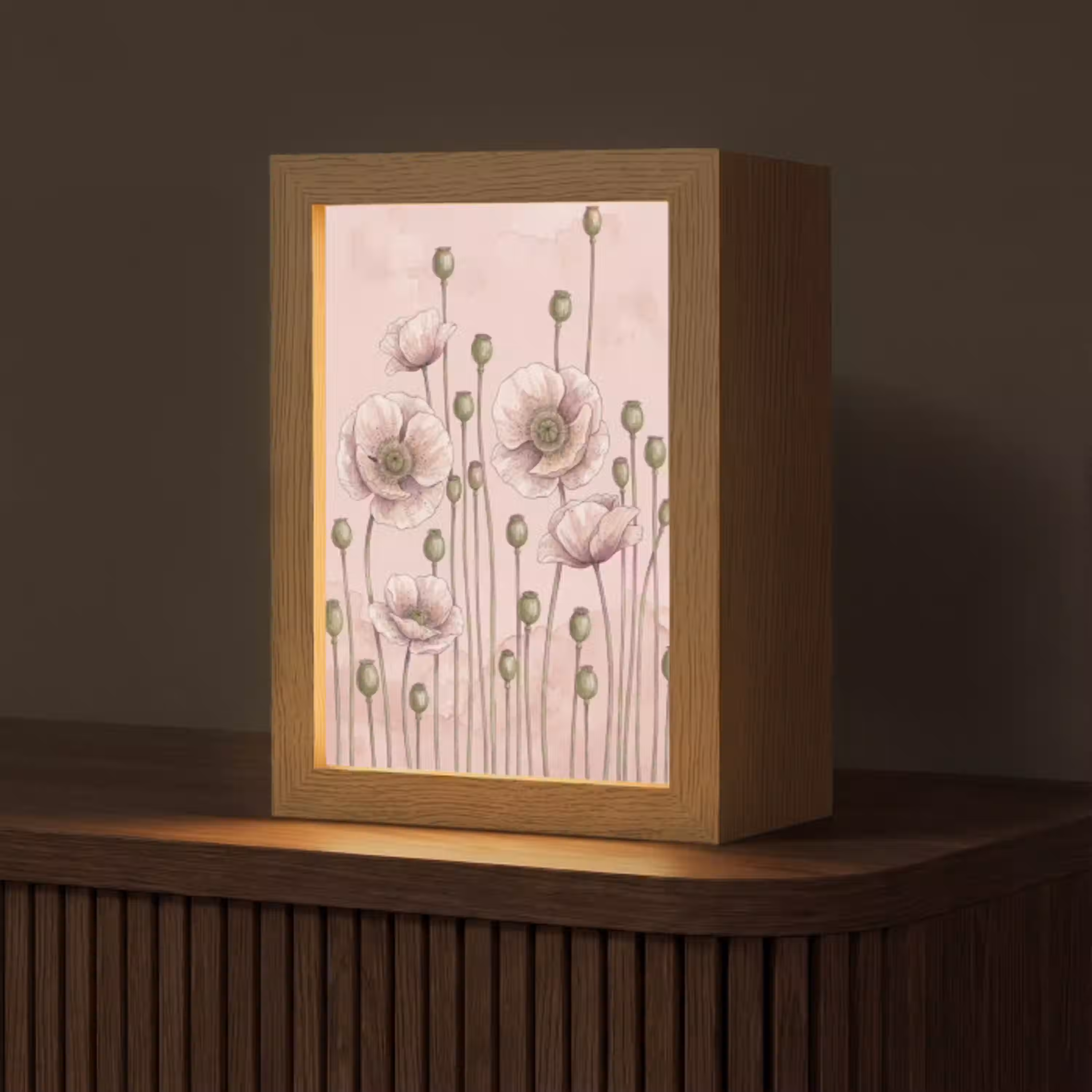 Bloemen - Zomer - Natuur - Aquarel - Roze Light Box met kabel (Tafellamp) klein -z3d_website