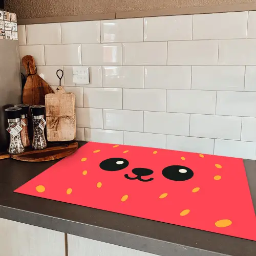 Kat - Aardbei - Cartoon Inductie beschermer vinyl 3mm klein -sfeer3
