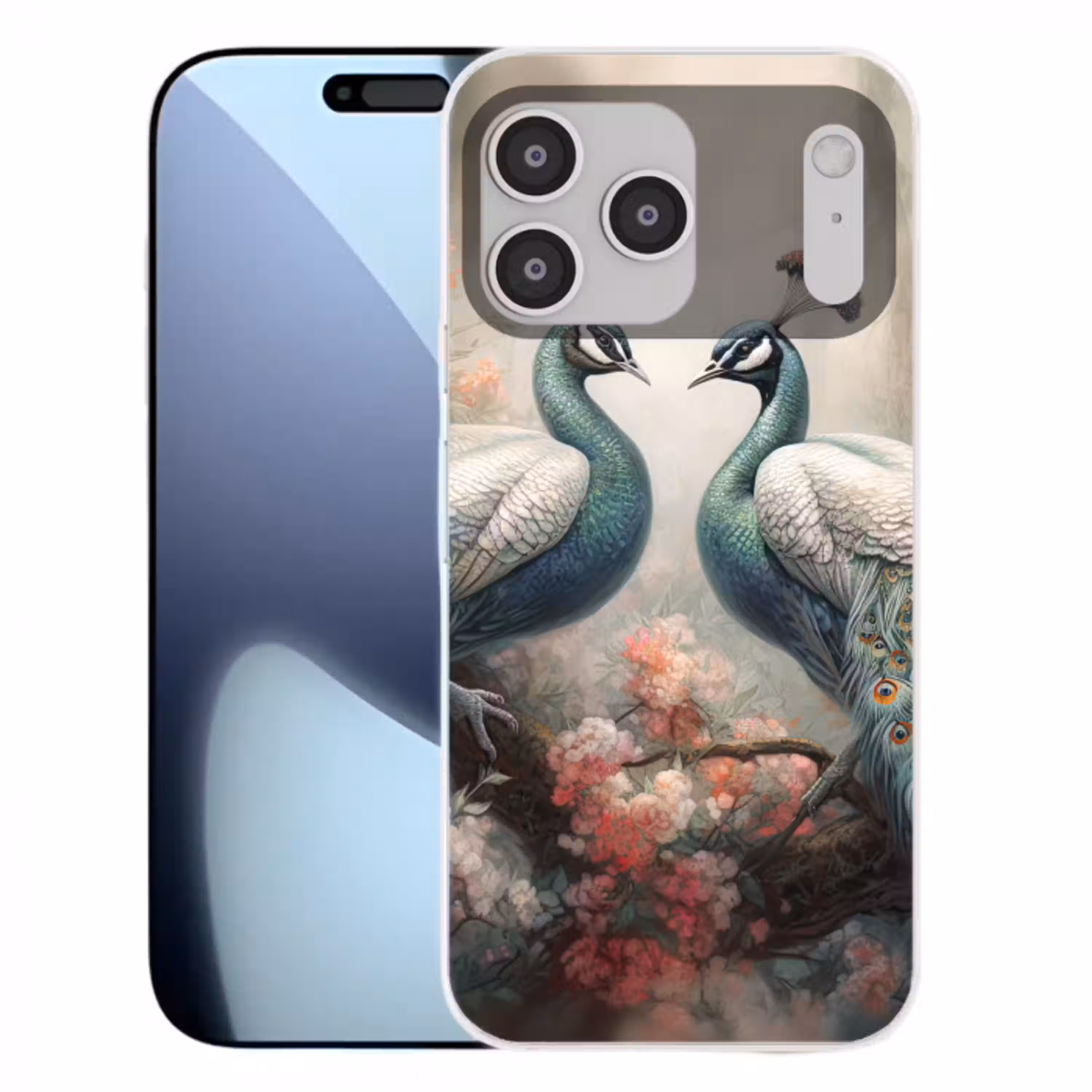 Pauwen - Pauwenveren - Vogels - Bloemen - Natuur Telefoonhoesje iPhone 17 Pro Max klein -3d