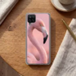 Flamingo - Portret - Roze Telefoonhoesje Samsung Galaxy A12 klein -sfeer1