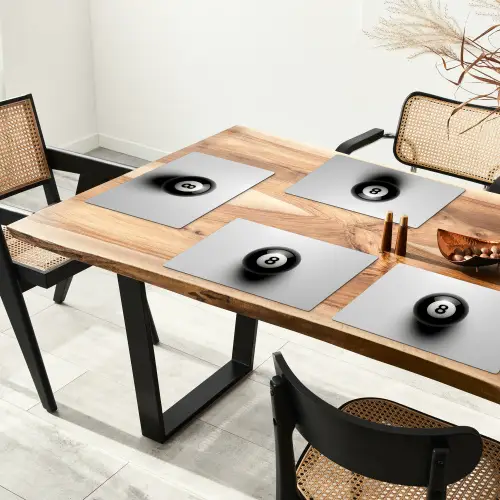 Biljartbal - Getal - Acht - Wit Placemat vinyl groot -zzsfeer4_Kitchenyeah-website