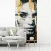 Portret - Vrouw - Penseelstreken - Goud fotobehang vinyl groot -woonkamer