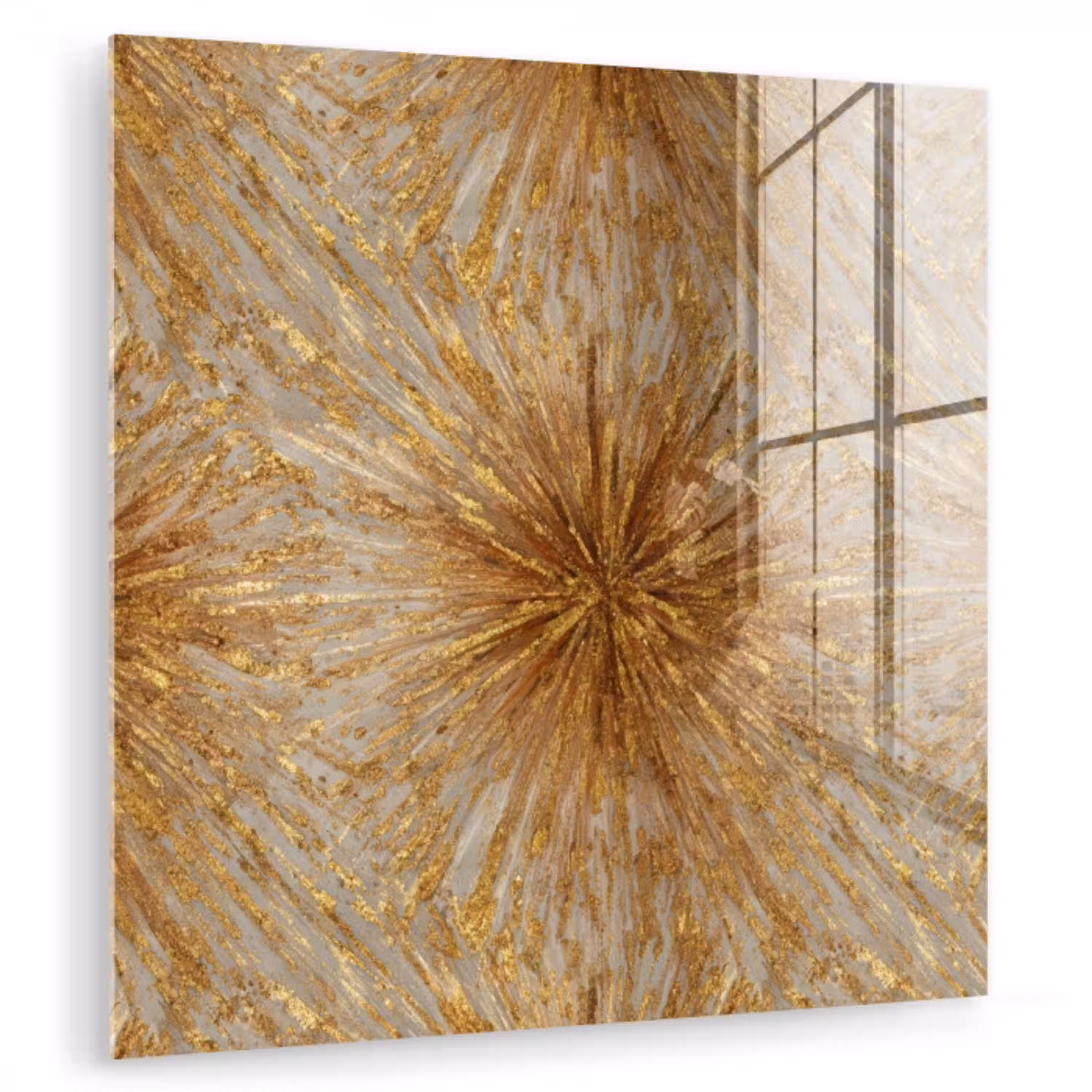 Explosie - Abstract - Goud - Wit plexiglas 5mm klein 11 -zzzproduct_nieuw