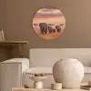 Groep olifanten - Open vlakte - Zon Akoestische PET Vilt - Rond klein -sfeer1