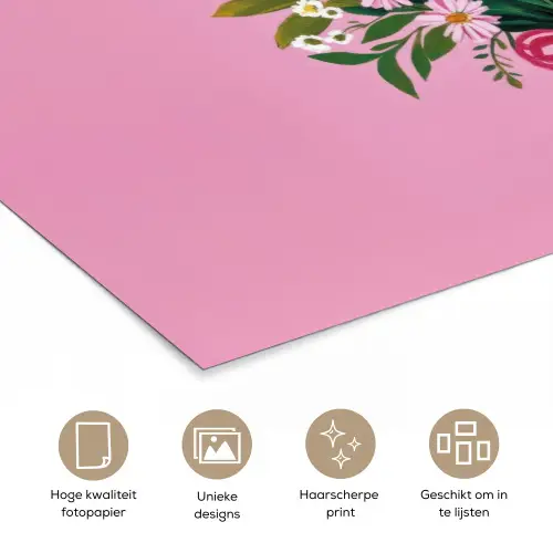 Bloemen - Quote - Kaartje - Kleurrijk poster papier klein -closeup_NL