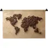 Wereldkaart - Zandkleur - Koffiebonen Wandkleed katoen klein -zz3d