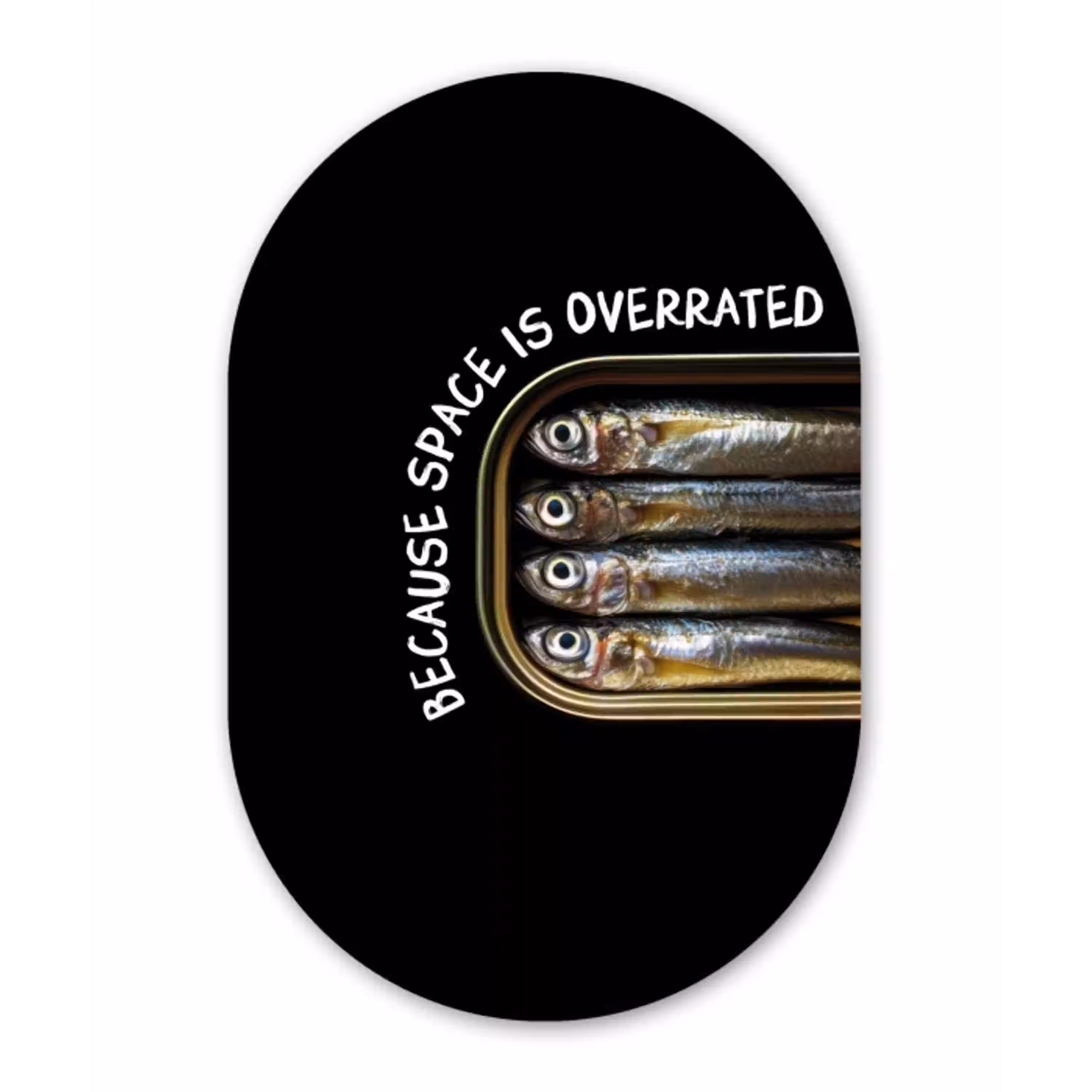 Sardines - Tekst - Vis - Blik Wandcirkel Ovaal Aluminium middel -3d