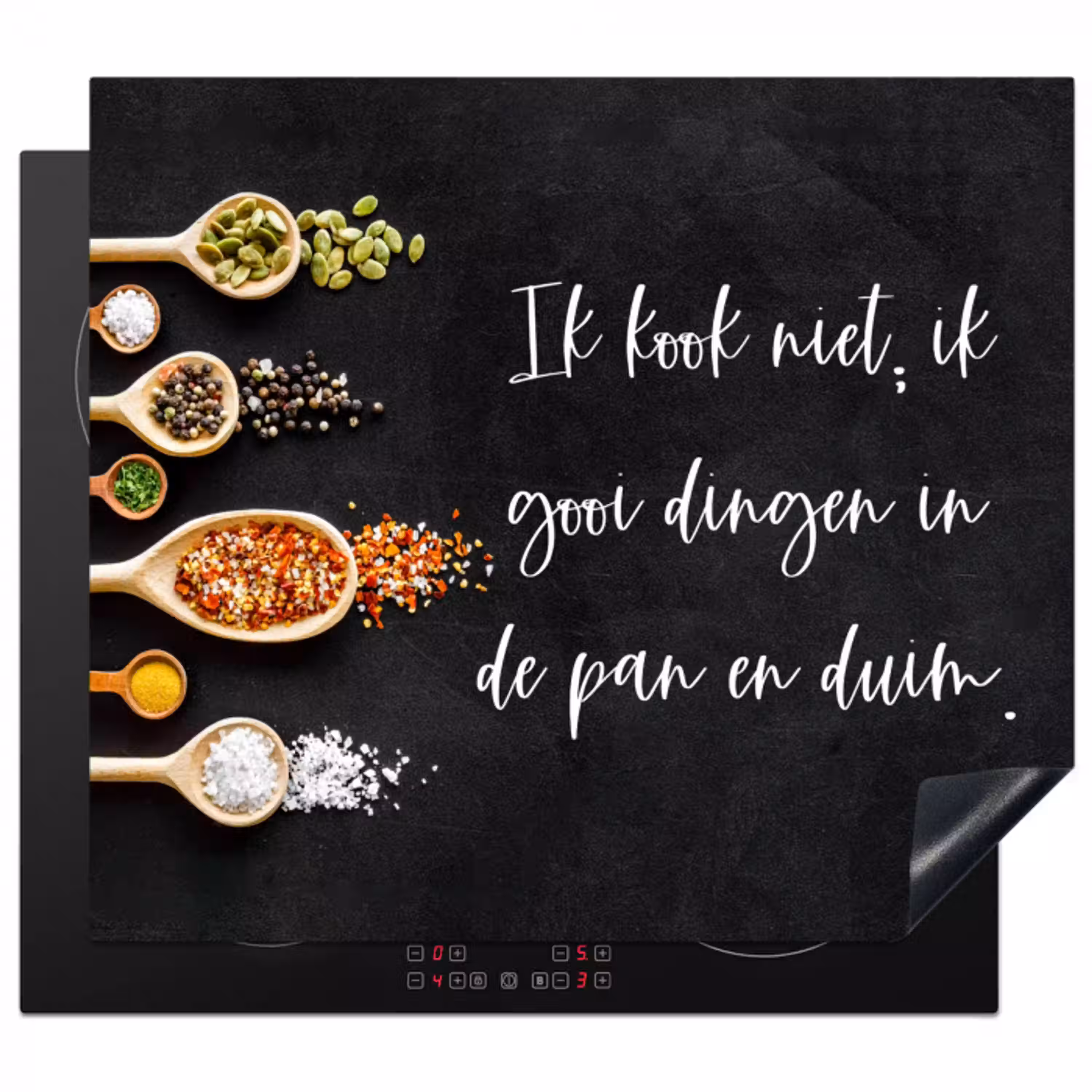 Ik gooi dingen in de pan en duim - Keuken - Quotes - Spreuken - Humor Inductie beschermer vinyl 3mm klein -3d