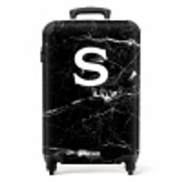 Marmer look - Zwart - Letter S NBS - Handbagage koffer - Unisex middel -productfoto_recht