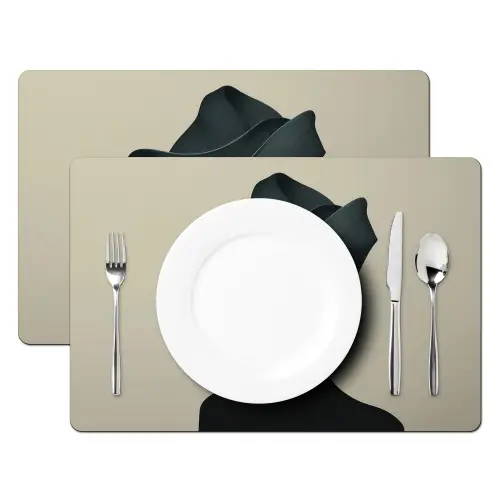 Vrouw - Groen - Hoed Placemat vinyl groot -zzsfeer2_Kitchenyeah-website