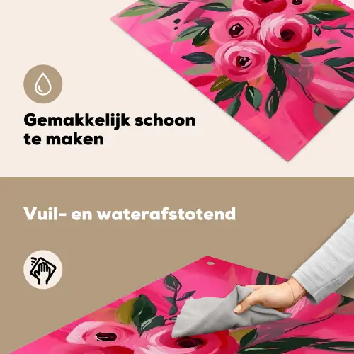 Bloemen - Verf - Roze Inductie beschemer met haakjes klein -ky-schoon-nl