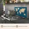 Wereldkaart - Donkerblauw - Beige keuken achterwand spatscherm klein -usp_FR
