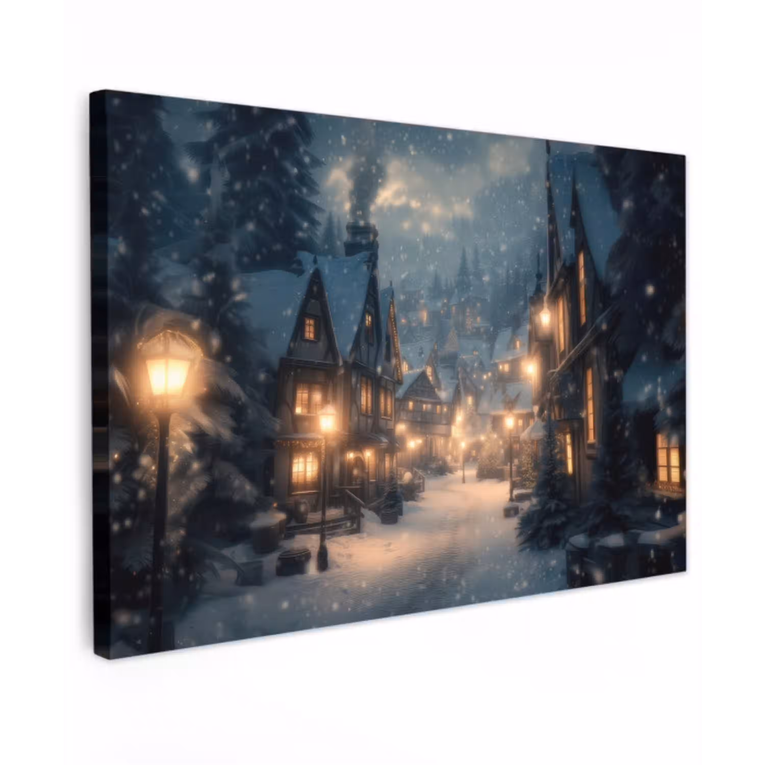 Winterdorp - Sneeuw - Donker canvas 2cm klein -z3d