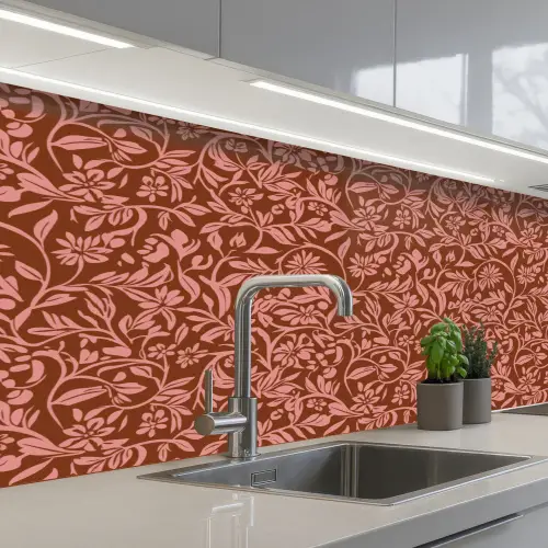 Bloemen - Print - Roze keuken achterwand 2 middel 871 -3d_schuin