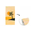 Illustratie - Palmboom - Zon - Heuvels fotobehang vinyl groot -3d