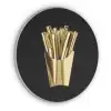 Friet - Goud - Chrome - Eten Akoestische PET Vilt - Rond klein -3d