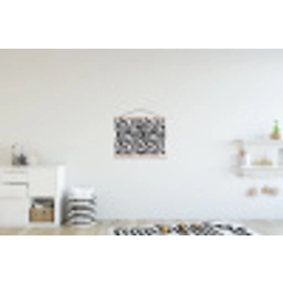Modern - Lijnen - Zwart textielposter latten blank klein 122 -kinderkamer