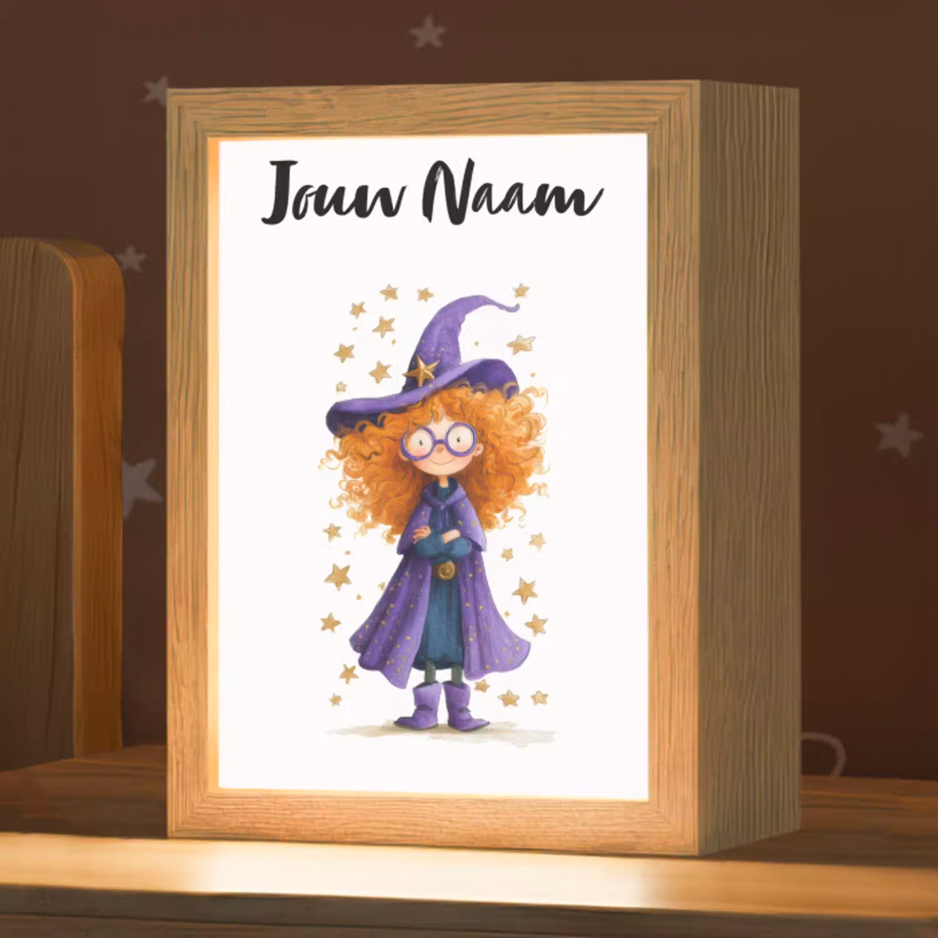 Toverheks - Sterren - Paars Light Box met kabel (Kinderlampje) klein -zzz_3d_website