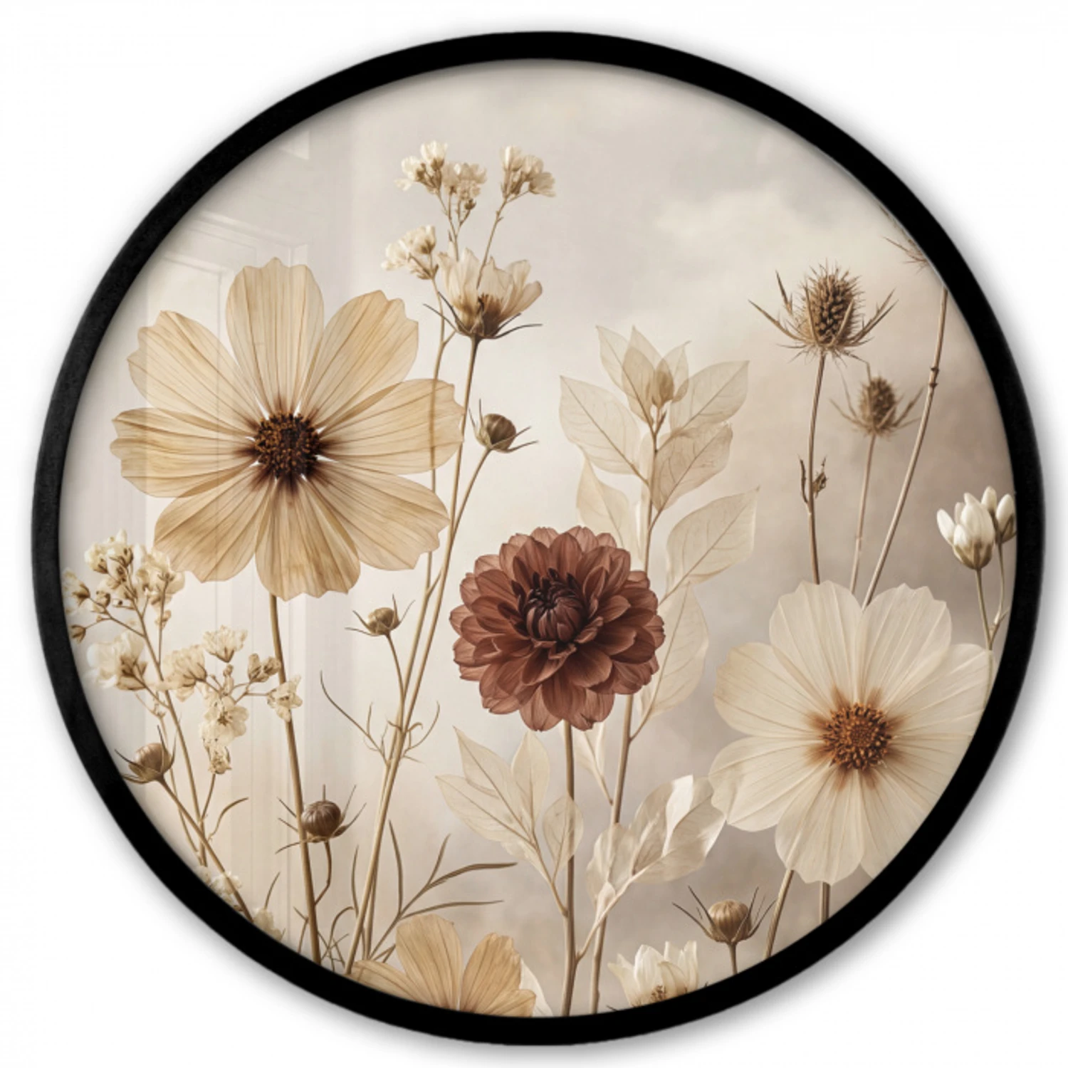 Wilde bloemen - Botanisch - Vintage - Natuur - Rustiek Fotolijst rond zonder passe partout klein -3d