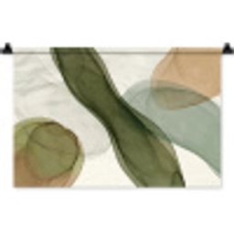 Abstract - Vormen - Modern - Kunst - Groen - Bruin Wandkleed katoen klein -zz3d