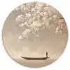 Bloesems - Wit - Boot - Minimalistisch Wandcirkel kunststof plaat 5mm dik klein -3d