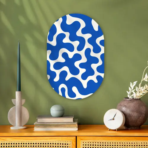 Vormen - Abstract - Blauw - Golven Wandcirkel Ovaal Forex klein -sfeer2