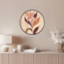 Minimalistisch - Bloem - Bladeren - Beige Fotolijst rond zonder passe partout klein -sfeer3