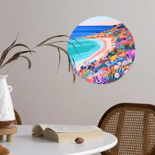 Bloemenweide - Zee - Zomers Wandcirkel behangsticker klein -sfeer3