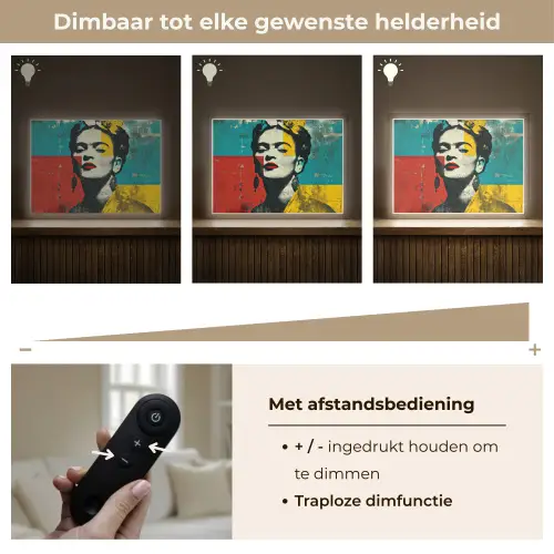 Bloemen - Felle kleuren - Grafisch - Modern Light Box met batterij (Wandlamp) middel -USP_dimbaarNL