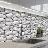 Wit - Kiezels - Egaal keuken achterwand 2 middel 871 -3d_schuin