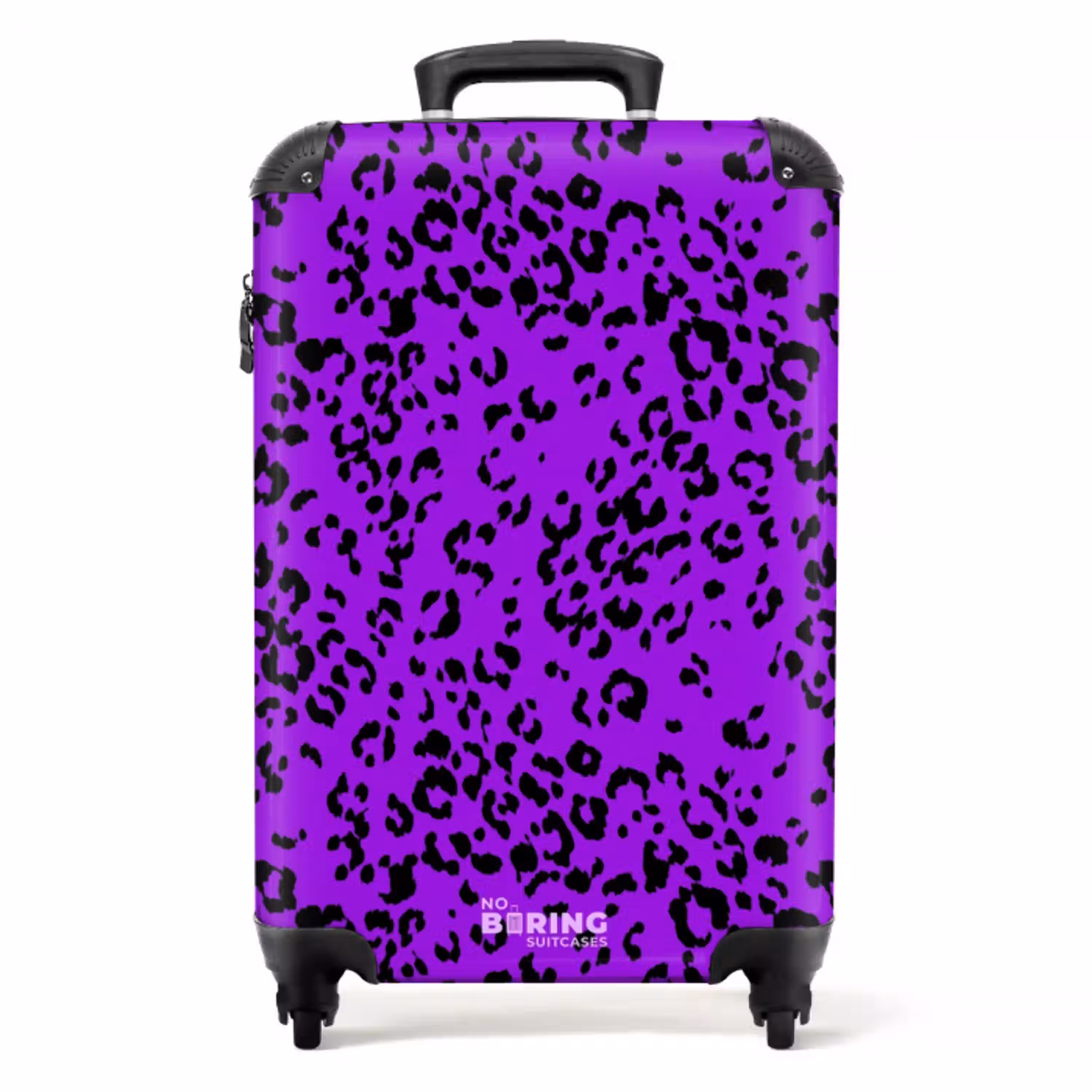 Panterpatroon in paars en zwart NBS - Handbagage koffer - Volwassenen Unisex middel -productfoto_recht