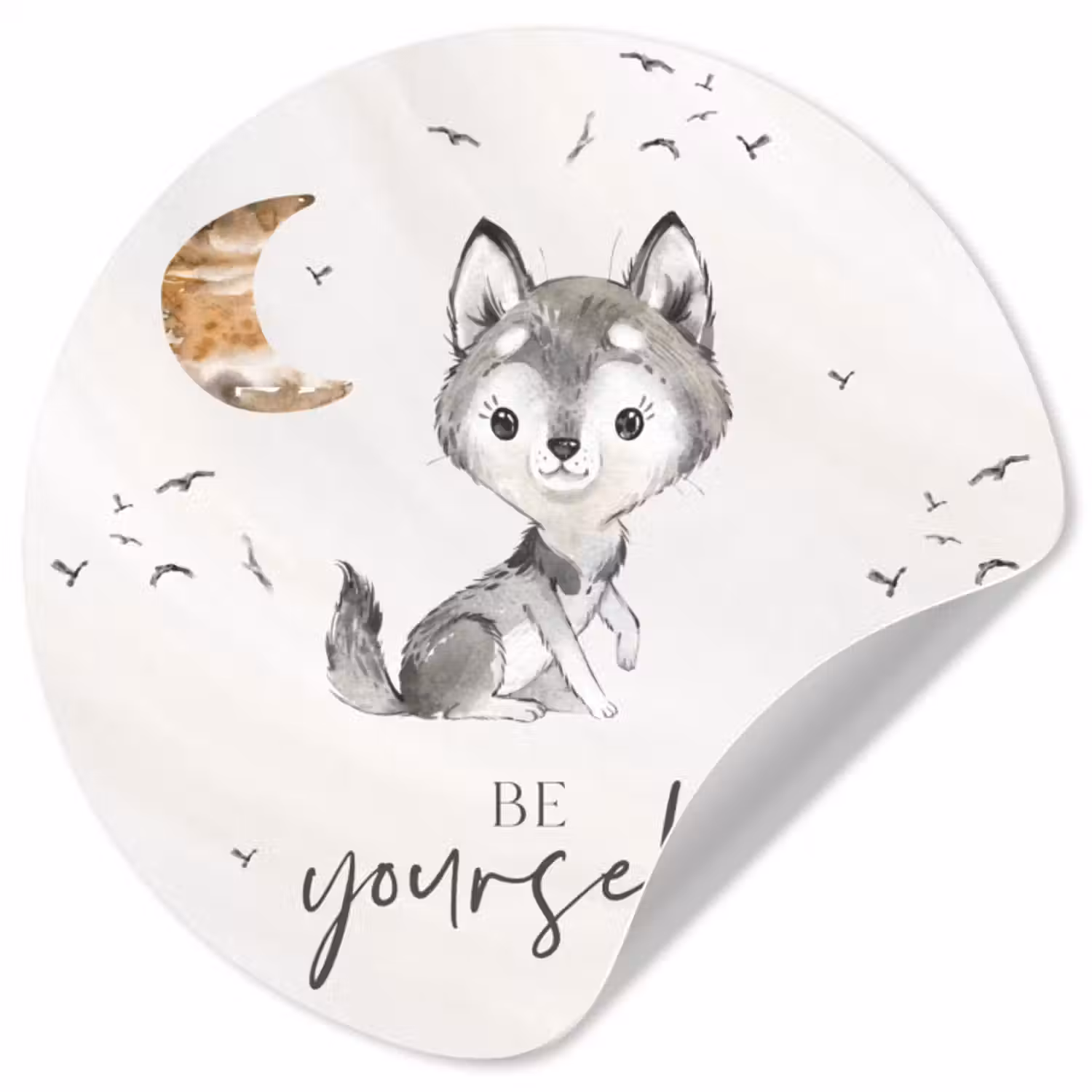 Behangcirkel - Spreuken - Wolf - Be yourself - Kinderen - Jongens - Meisjes - Waterverf