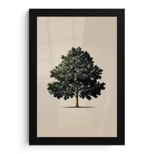 Eikenboom - Schaduw - Egaal fotolijst zwart zonder passe partout klein -3d