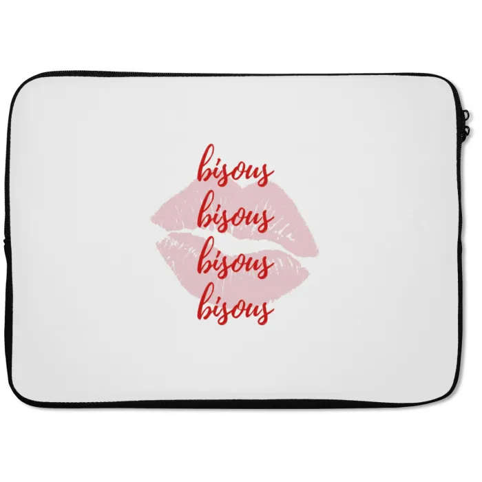 Bisous - Lip - Wit - Rood laptophoes neopreen klein -zkaufland3dotto