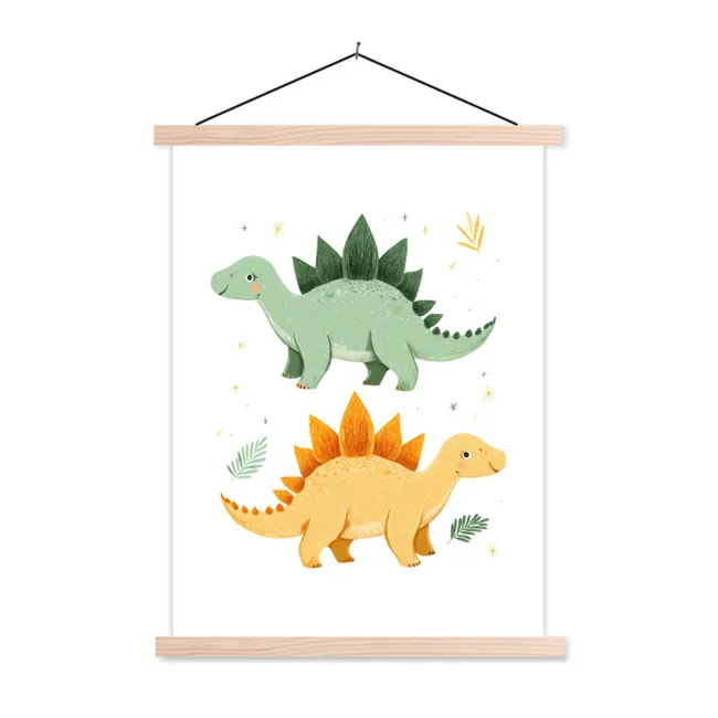 Hanging Poster - Stars - Stegosaurs - Leaves - Green