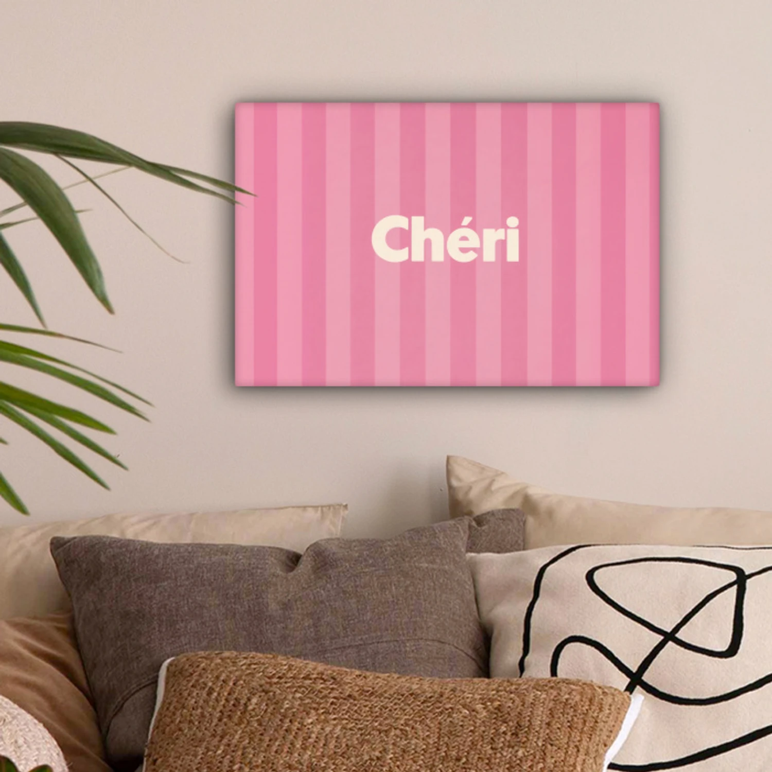 Gestreept - Roze - Chéri canvas 2cm klein -sfeer1