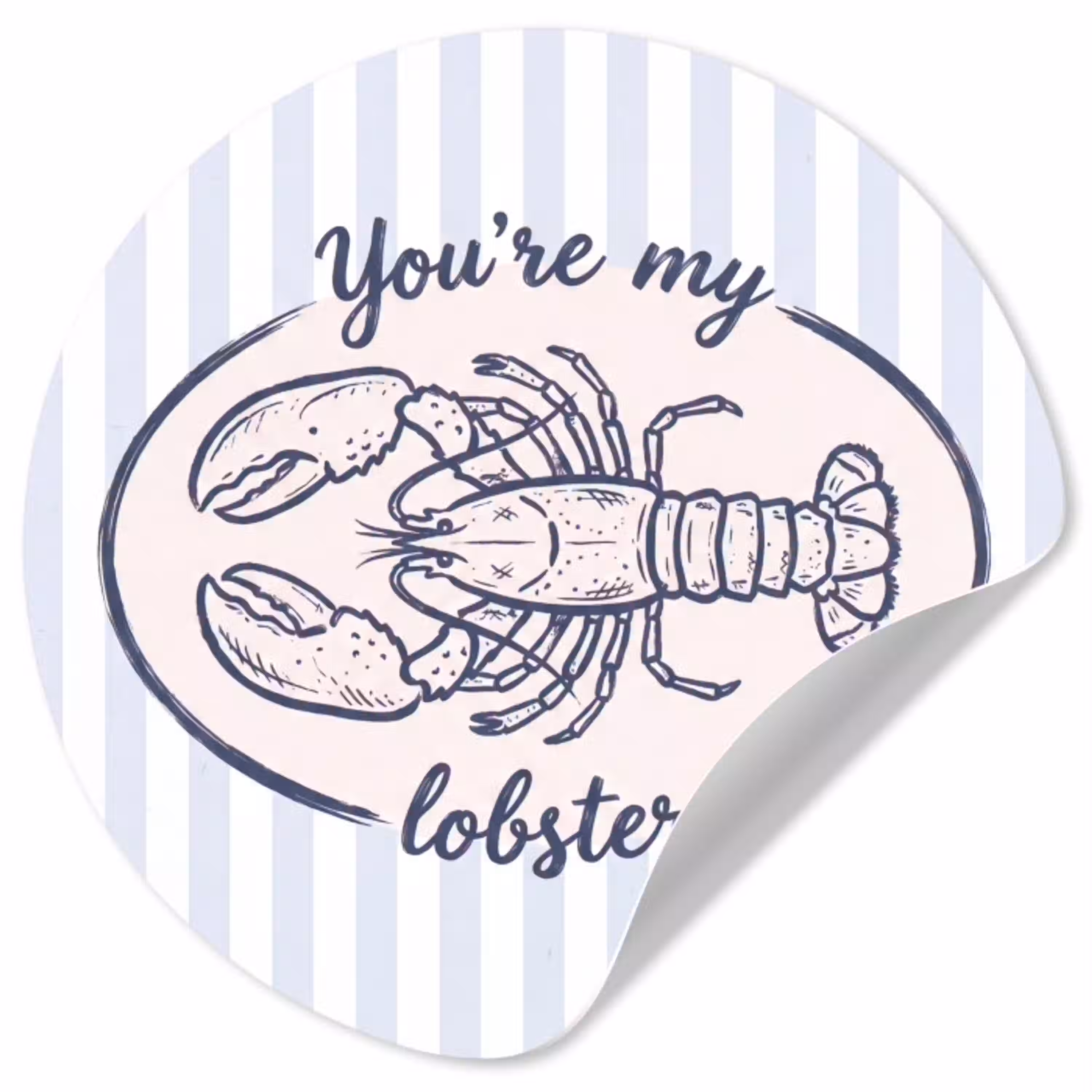 Kreeft - Illustratie - Liefde - Blauw - Decoratie Wandcirkel behangsticker klein -3d