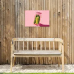 Augurken - Pot - Schaduw - Roze Tuinposter op houten frame 2 cm dik klein -sfeer4
