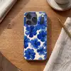 Bloemen - Blauw -Patroon - Wit Telefoonhoesje iPhone 17 Pro klein -sfeer1