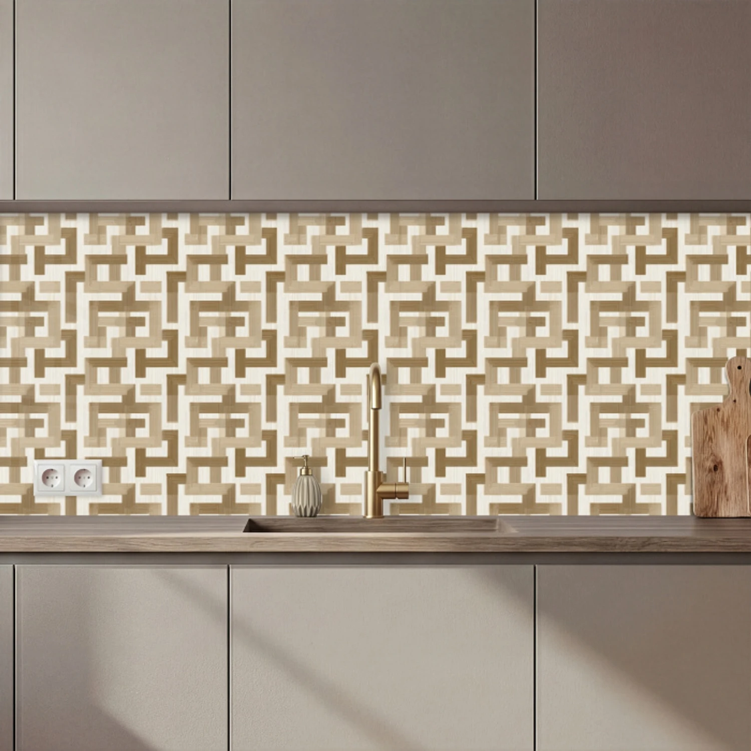 Geometrisch - Retro - Bruin keuken achterwand 2 middel 871 zz_3dshopping