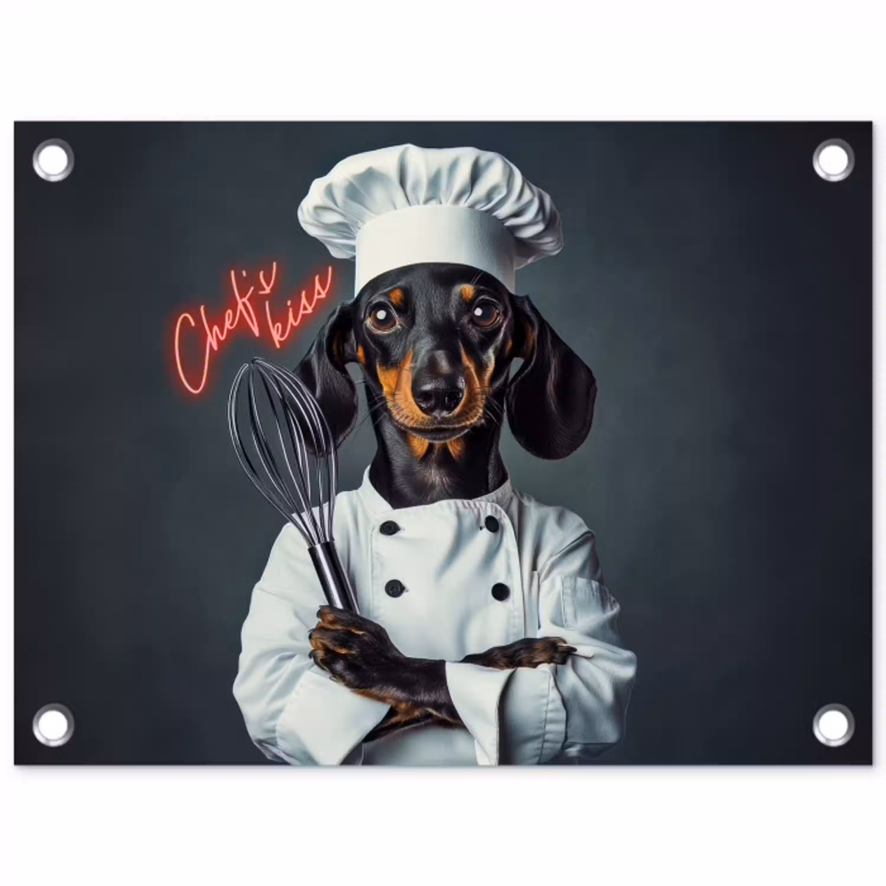 Quote - Neon - Hond - Kokskleding tuinposter los doek klein -3d