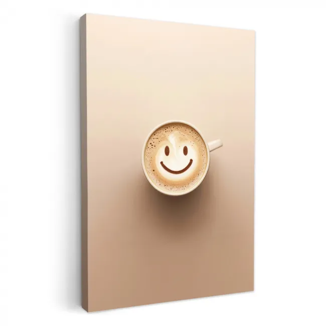 Koffie - Melkschuim - Lach - Beige KitchenYeah - Keuken - Canvas klein -3d