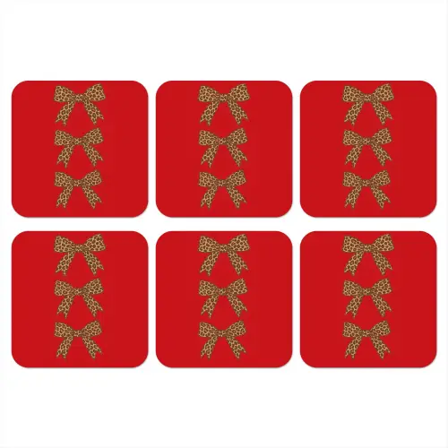 Strikken - Panterprint - Rood onderzetter kurk middel -3d