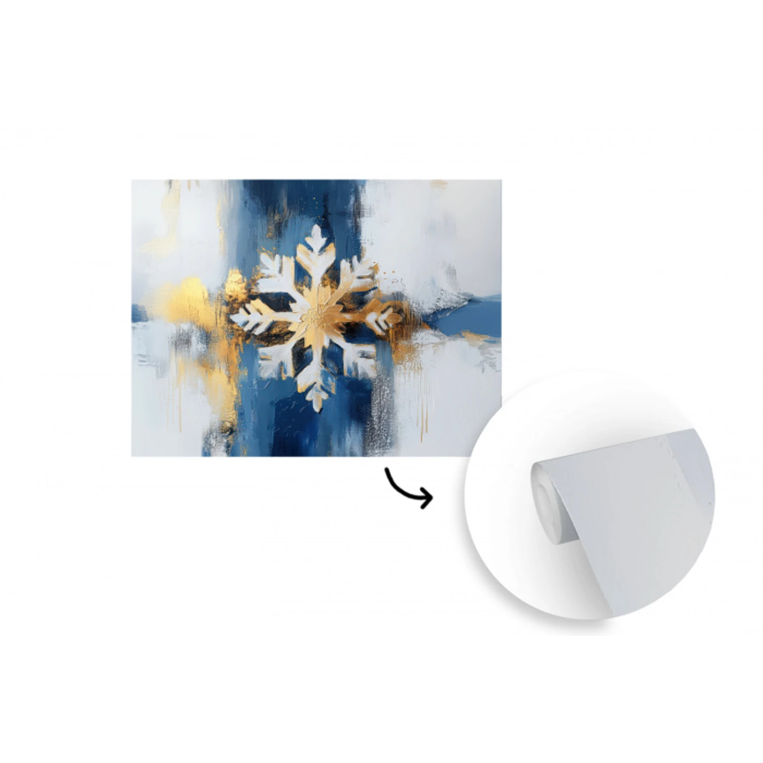 Abstract - Winter - Sneeuwvlok - Sneeuw - Goud fotobehang vinyl groot -3d