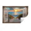 Doorkijk - Strand - Pad - Zonsondergang Muursticker klein -3d